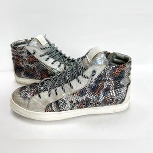 P448 Python Metallic Leather High Top Sneakers